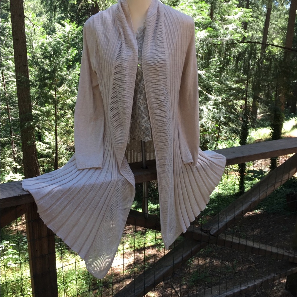 Belldini Cream Open-Front Pleated Cardigan XL Guc